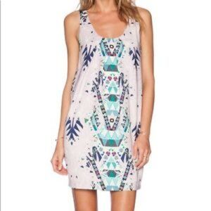 Mara Hoffman Asymmetrical Print Mini Dress Pink/Blue Size S